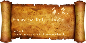 Horovicz Krisztián névjegykártya
